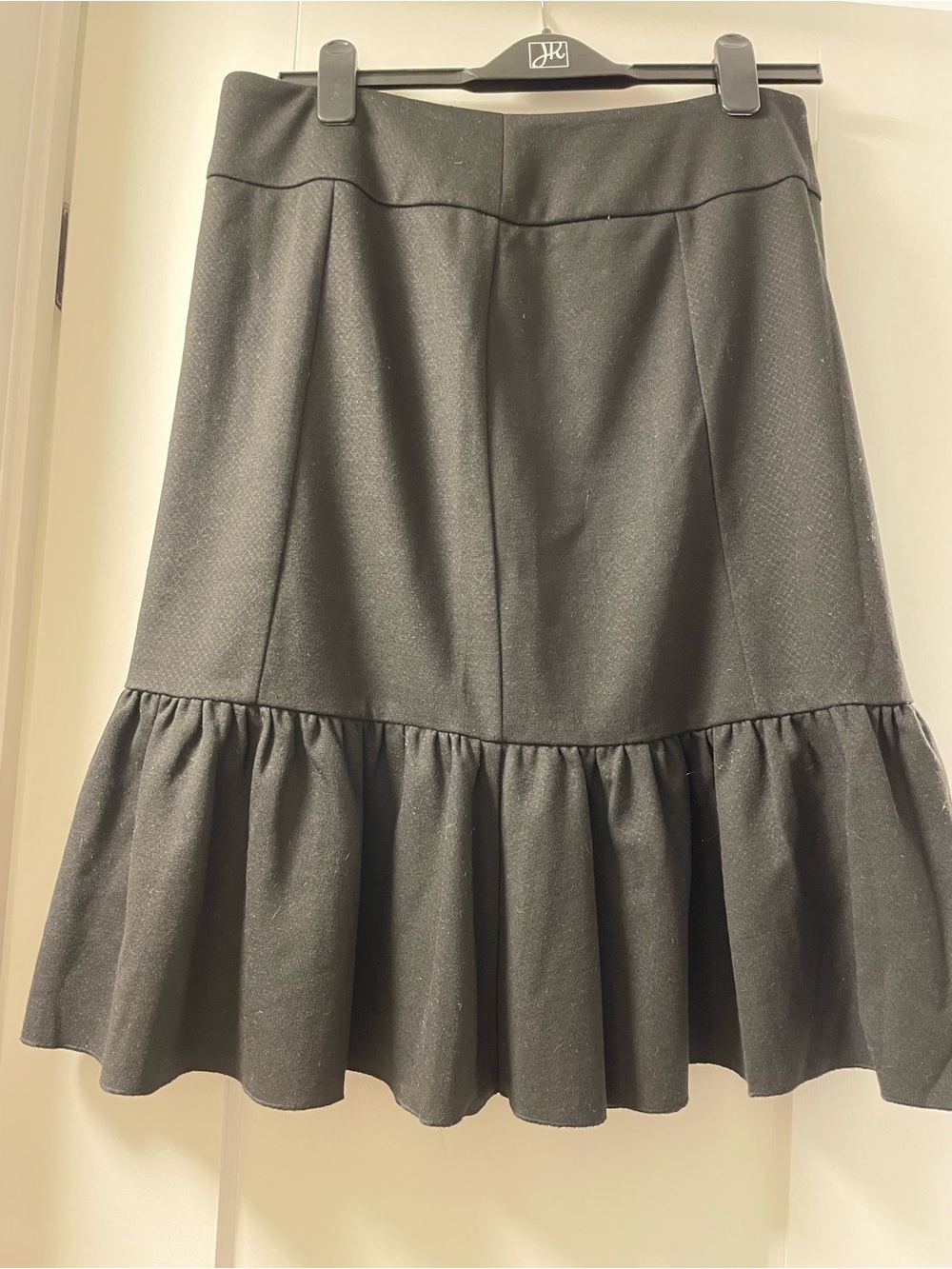 Chenault Black Ruffle-Hem A-Line Skirt